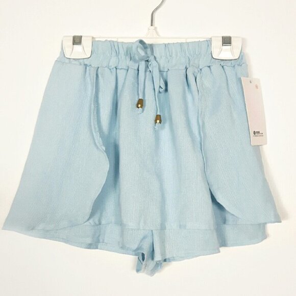 Blue Crepe Shorts Skirt Skort with Drawstring Waist b15 - Picture 5 of 8